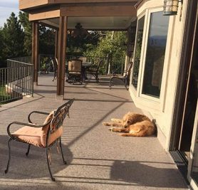 Duradek decking is cool on paws and pet friendly